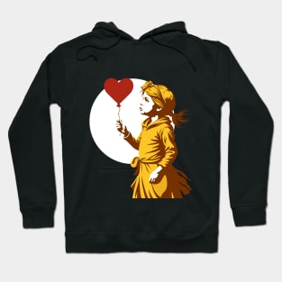 Girl with heart Balloon: Close-Up Embrace Hoodie